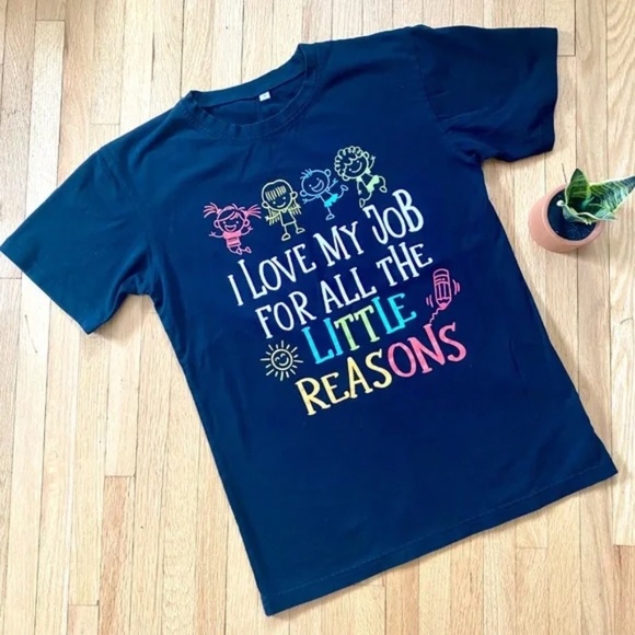 Teacher Inspiring Message Black Graphic T-shirt - Colorful Daycare Teacher Sz  S - Picture 8 of 8